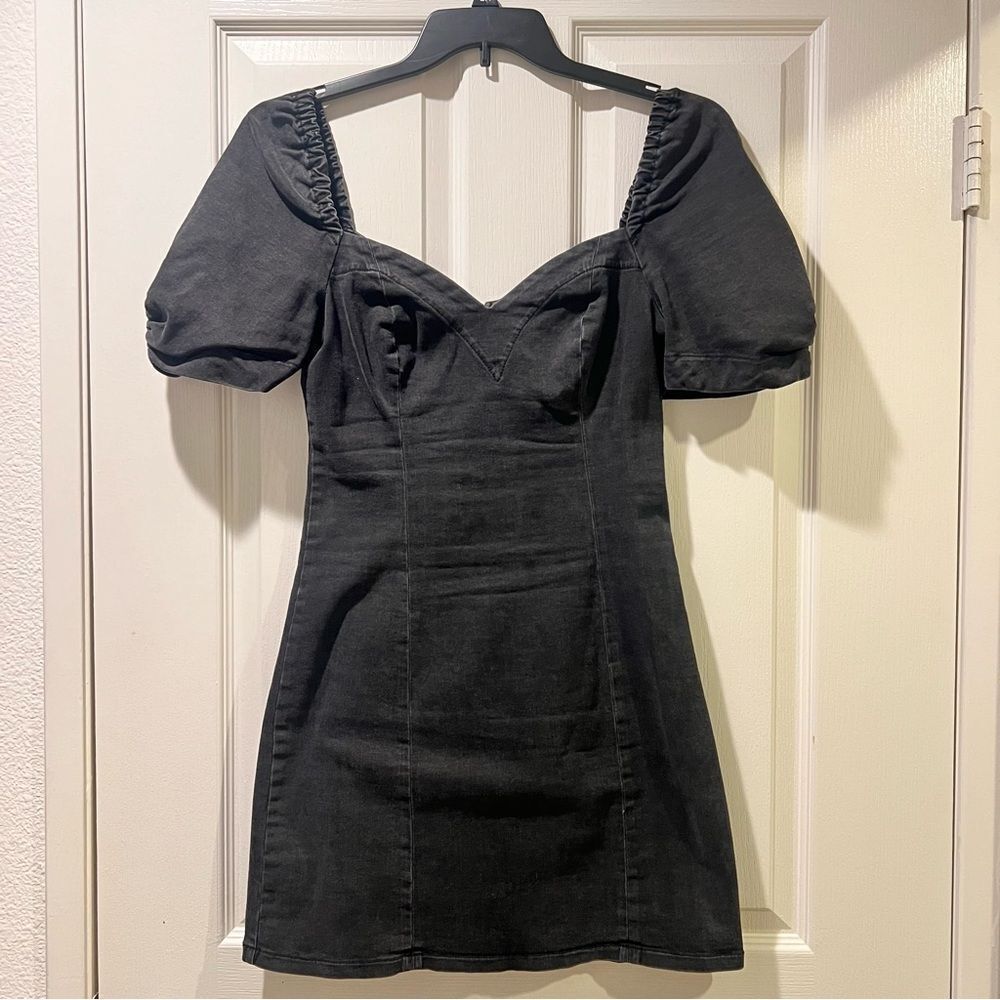 Urban Outfitters Black Mini Dress with Puff Sleeves